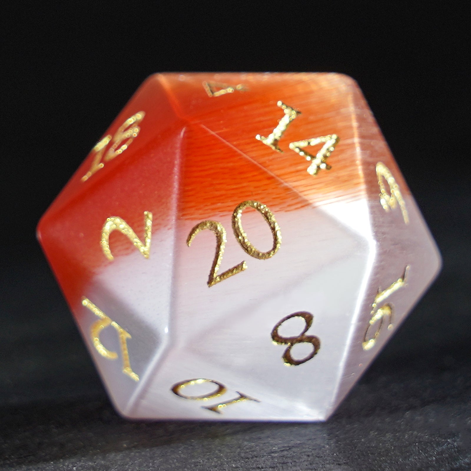 DragonStone Logo D&D Red and White Cat's Eye Dice Set - DragonStone