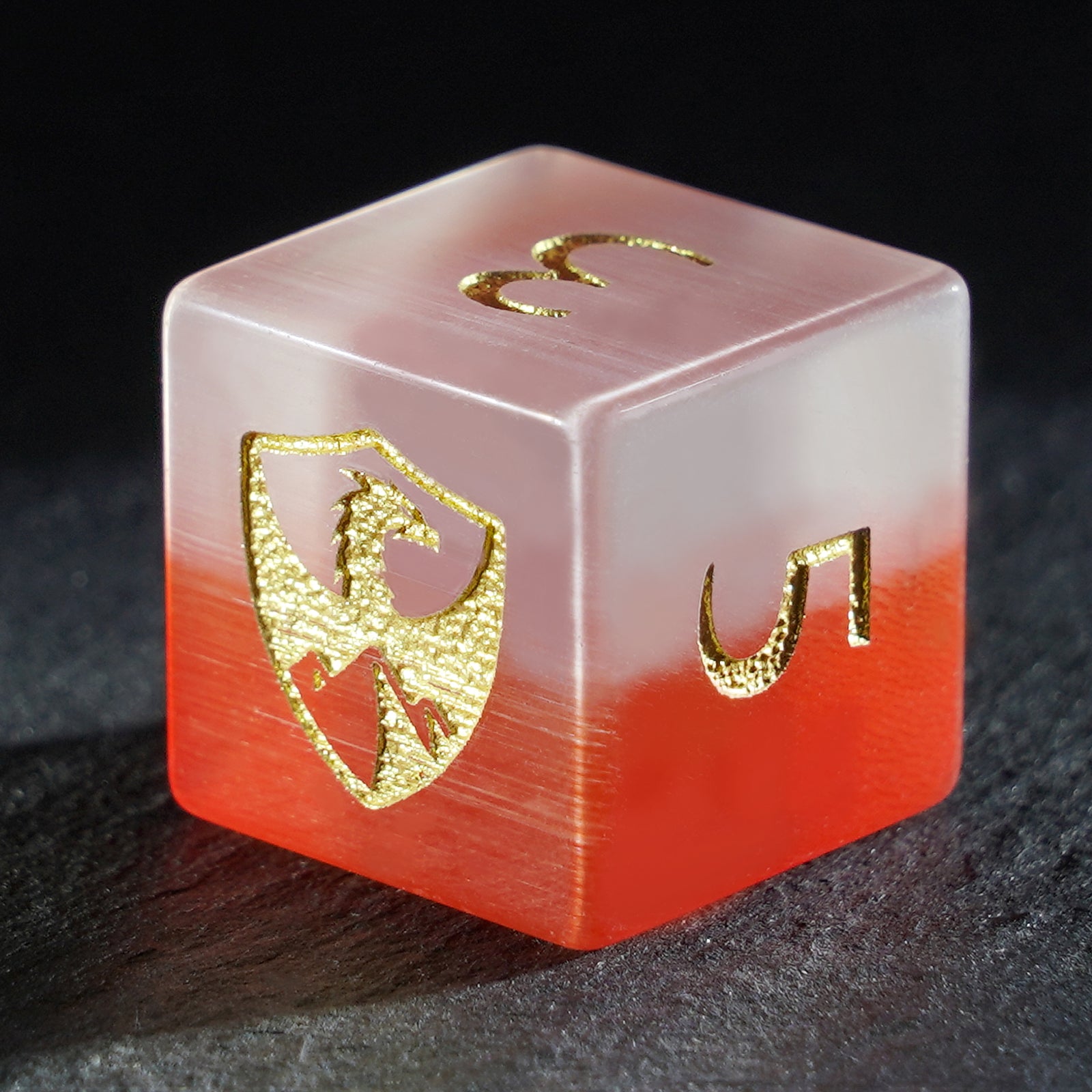 DragonStone Logo D&D Red and White Cat's Eye Dice Set - DragonStone