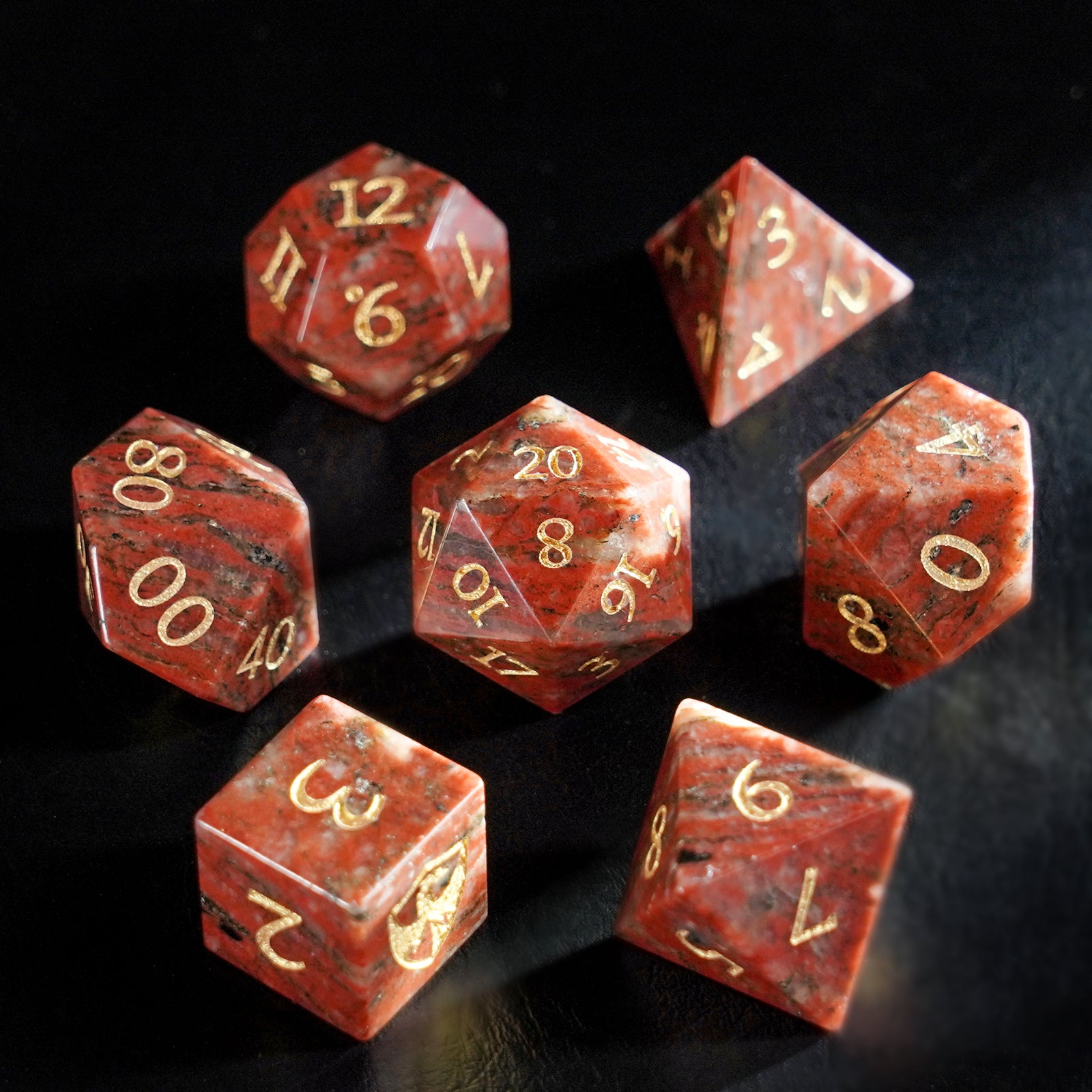DragonStone Logo D&D Red Granite Dice Set - DragonStone