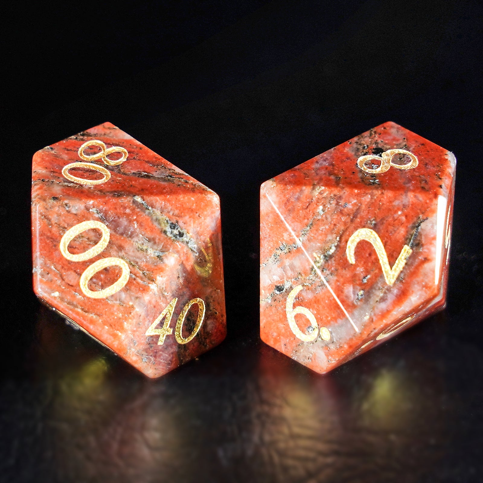 DragonStone Logo D&D Red Granite Dice Set - DragonStone