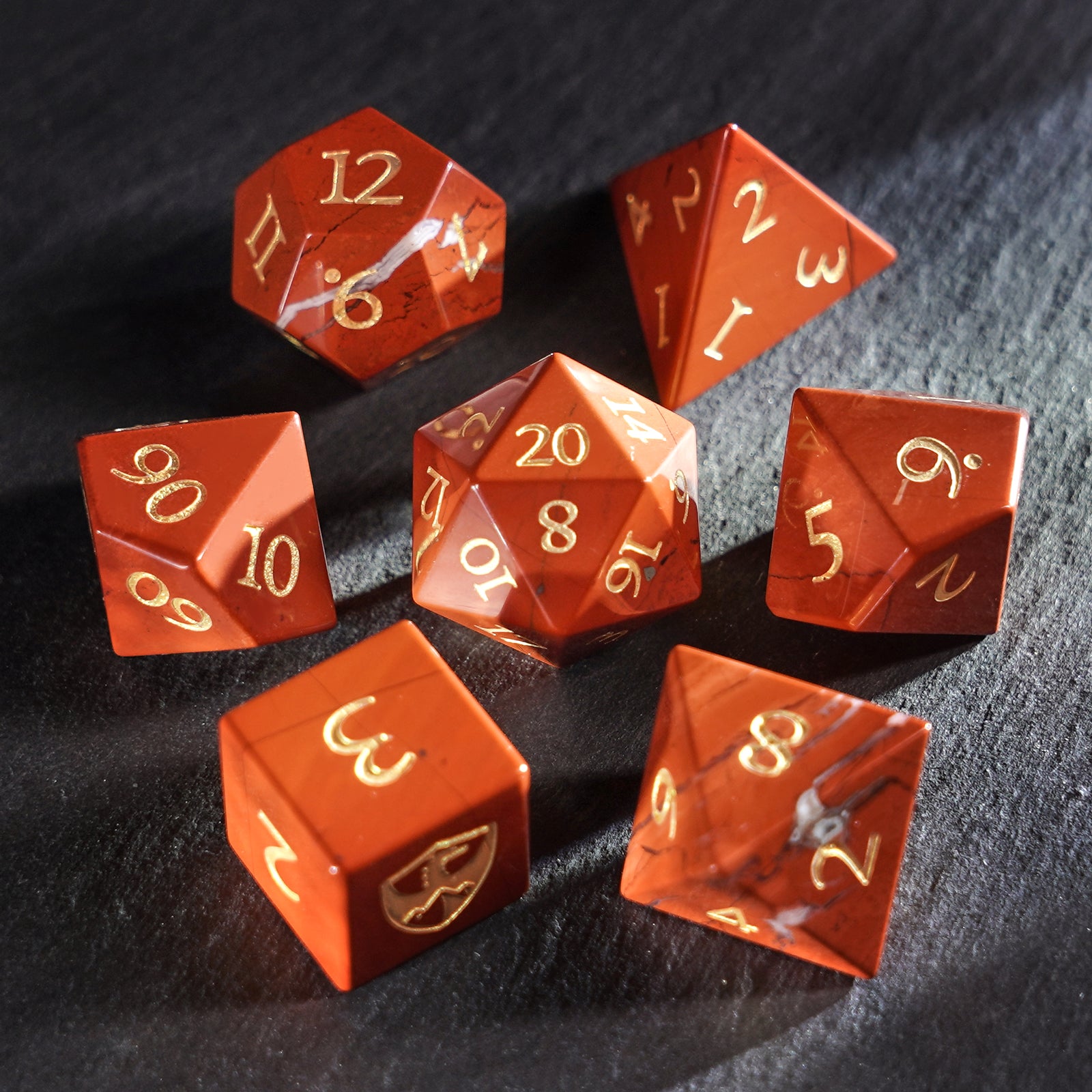 DragonStone Logo D&D South African Red Jasper Dice Set - DragonStone