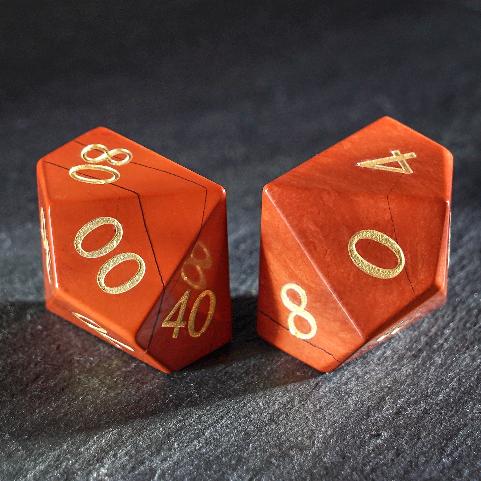 DragonStone Logo D&D South African Red Jasper Dice Set - DragonStone