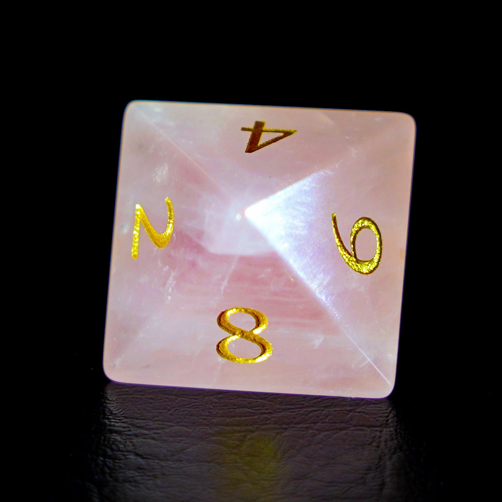 DragonStone Logo D&D Rose Quartz Engraved Gemstone Dice Set - DragonStone
