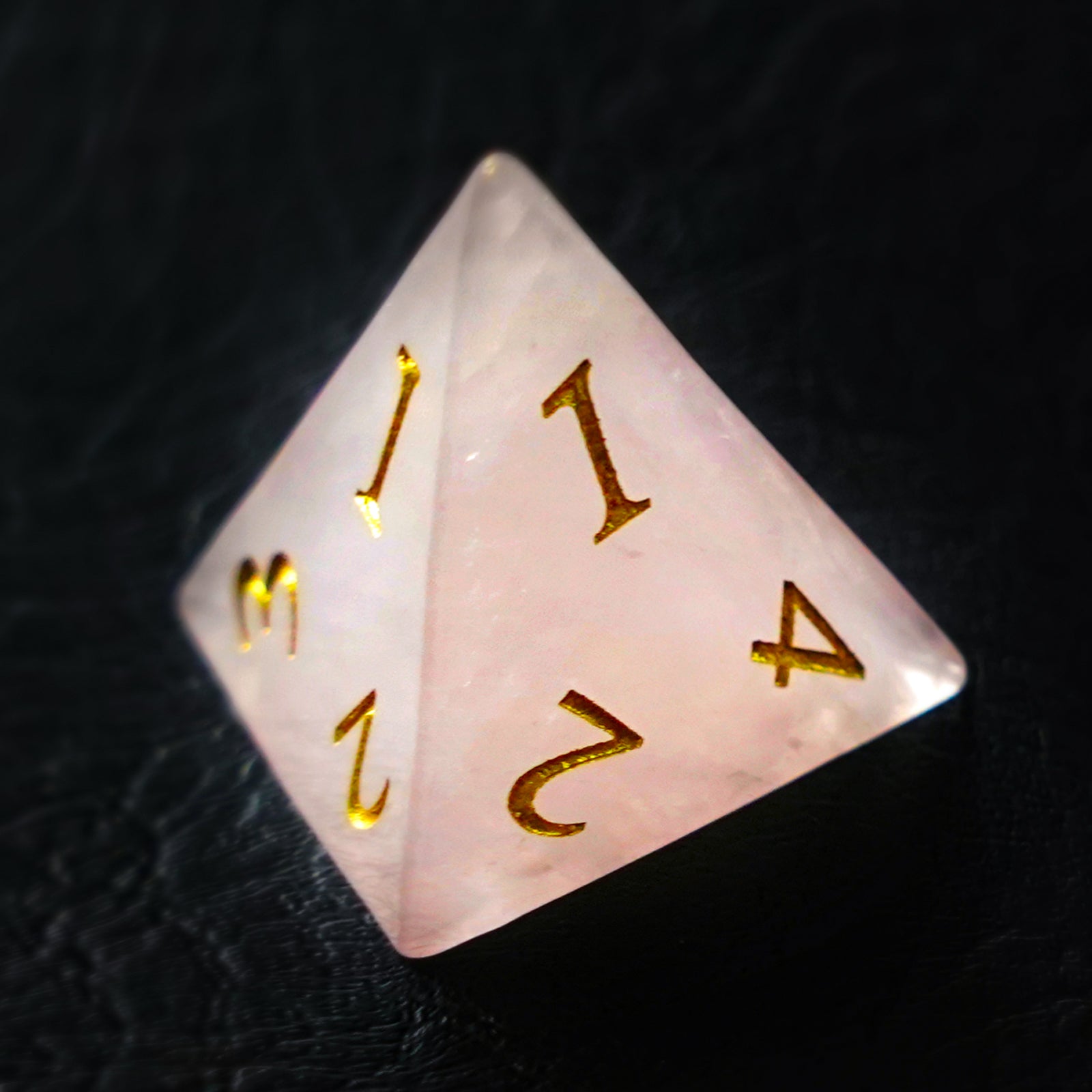 DragonStone Logo D&D Rose Quartz Engraved Gemstone Dice Set - DragonStone