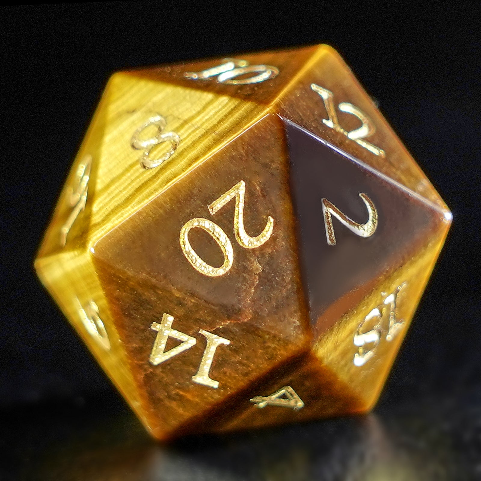 DragonStone Logo D&D Tiger’s Eye Dice Set - DragonStone