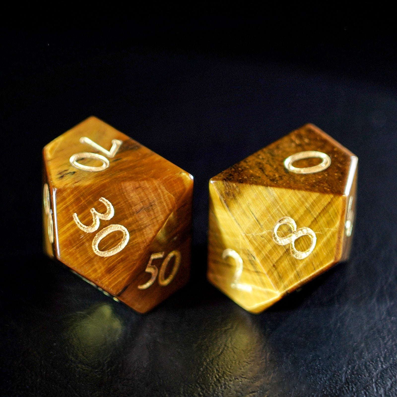 DragonStone Logo D&D Tiger’s Eye Dice Set - DragonStone