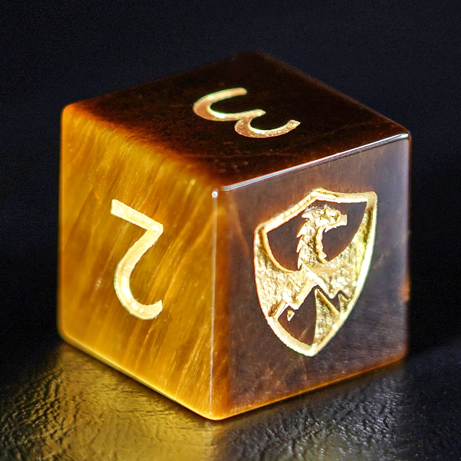DragonStone Logo D&D Tiger’s Eye Dice Set - DragonStone