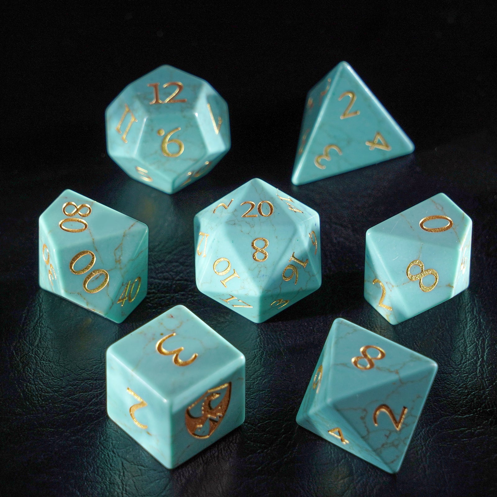 DragonStone Logo D&D Turquoise Dice Set - DragonStone