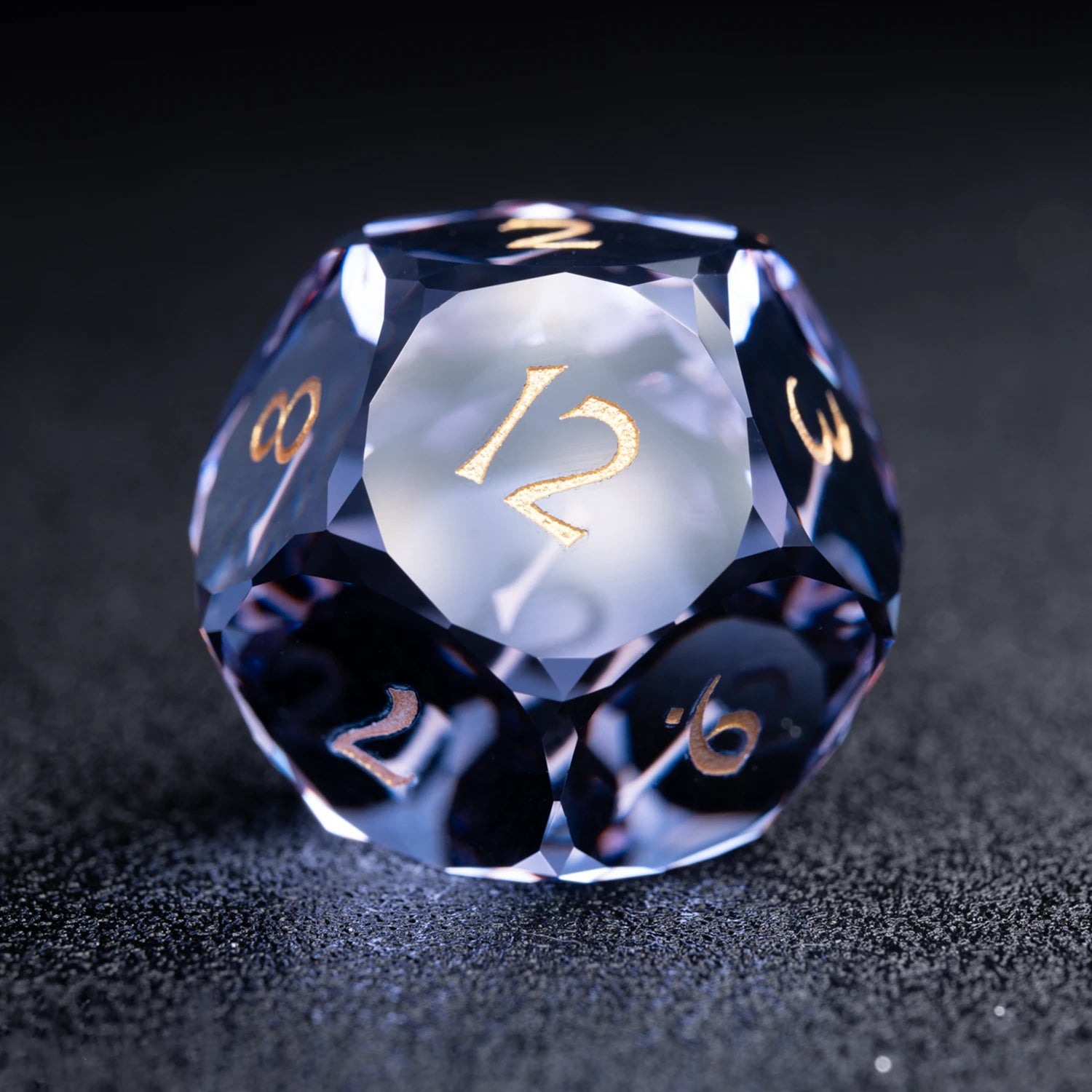 Lavender Moon symbol Multi-faceted Prism Glass Engraved Dice Set - DragonStone