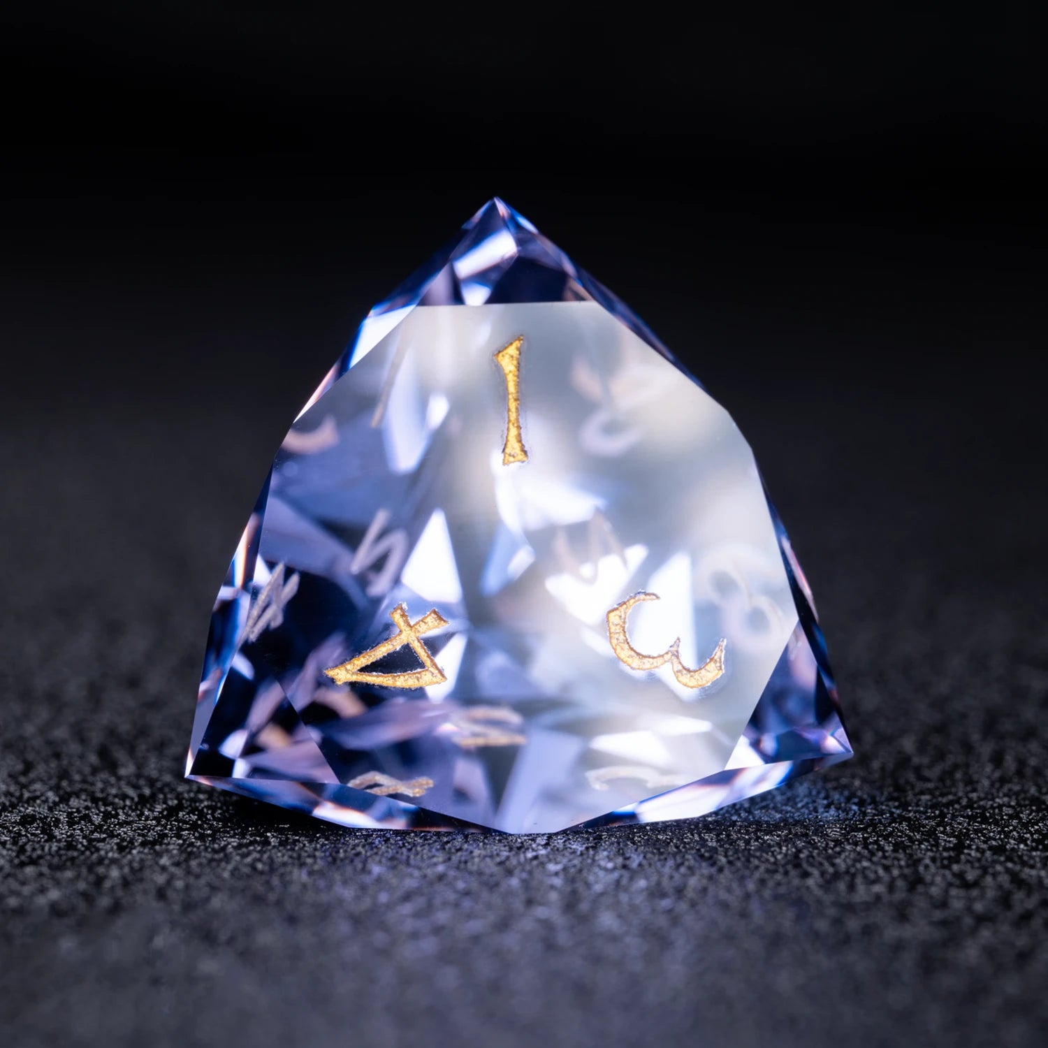 Lavender Moon symbol Multi-faceted Prism Glass Engraved Dice Set - DragonStone