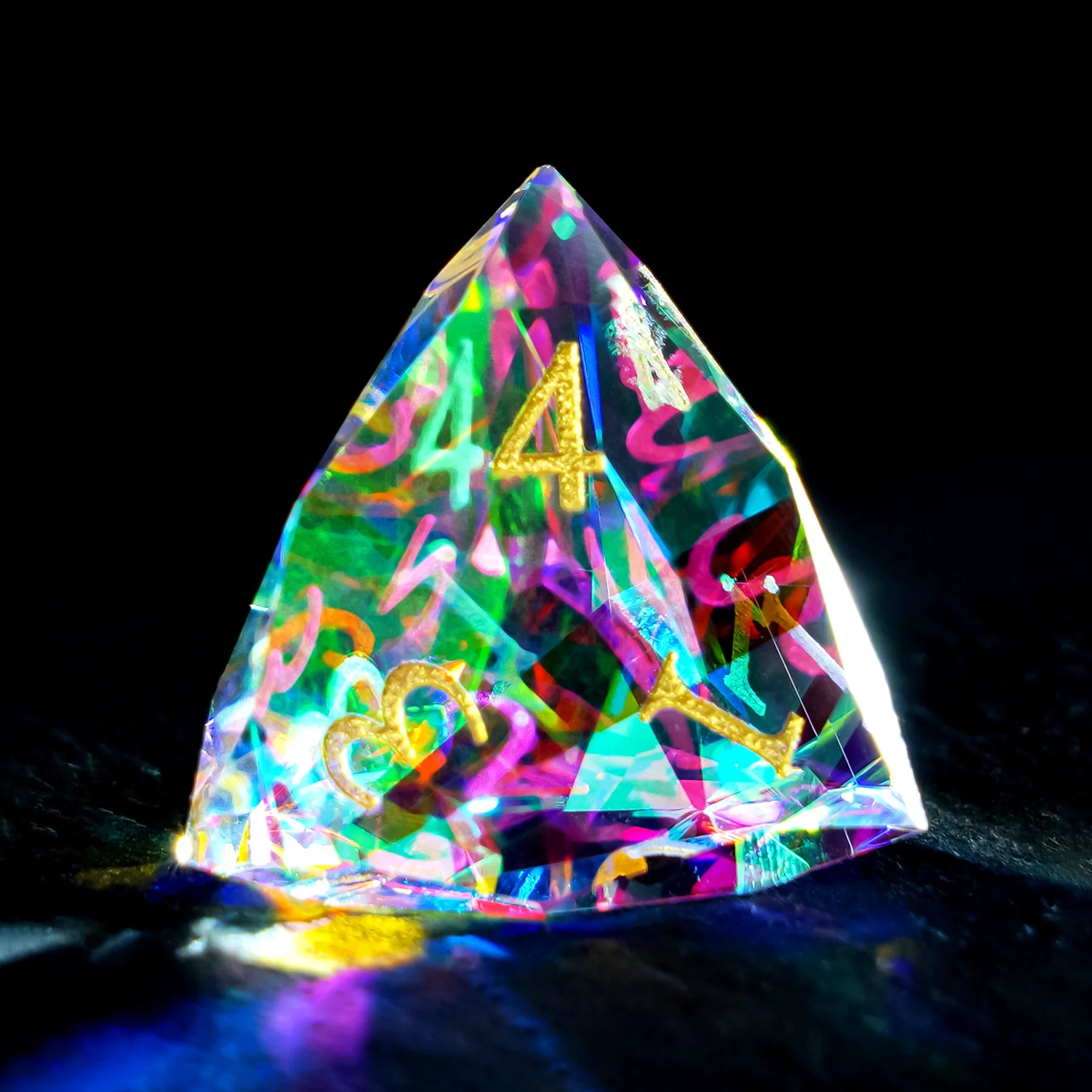 Multi-faceted Prism Glass Engraved Dice Set