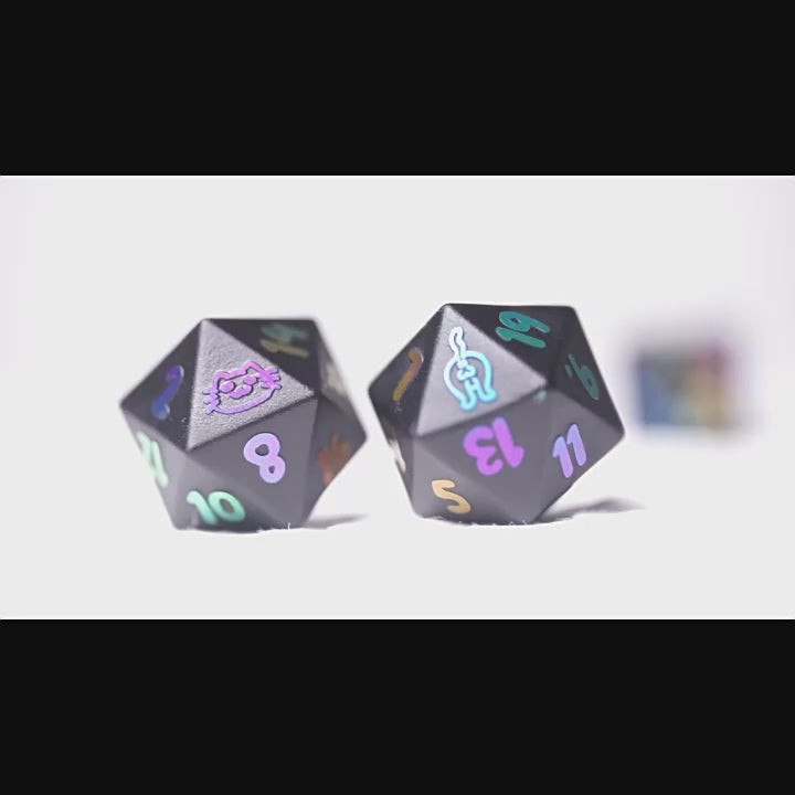 Load video: Kitten Obsidian Gemstone Dice Set