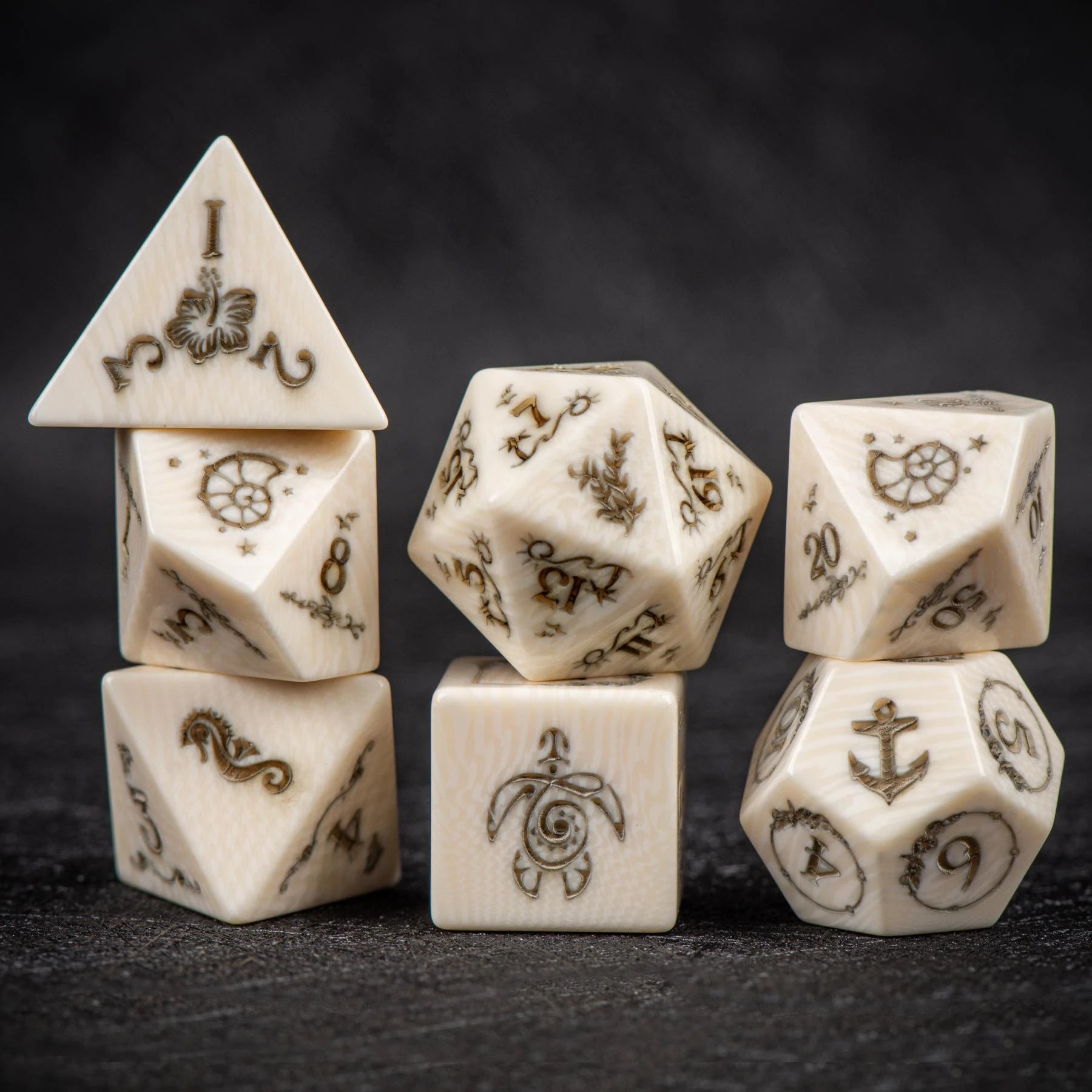 When a Whale Falls, Life Awakens — Natural Whale Bone Engraved Dice Set (Limited Edition)