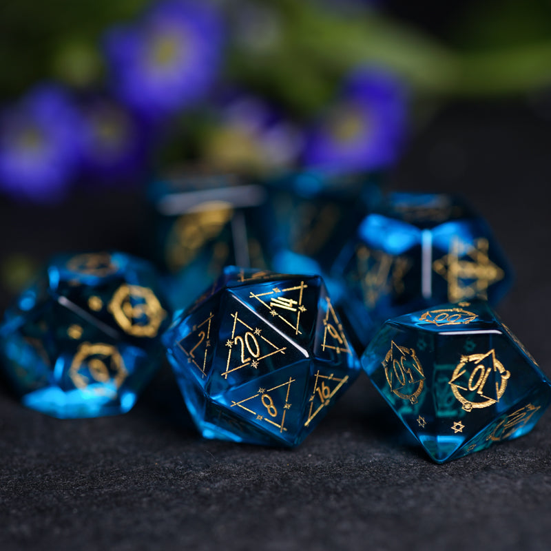 DragonStone D&D Breath of the Blue Sea Zircon Dice Set