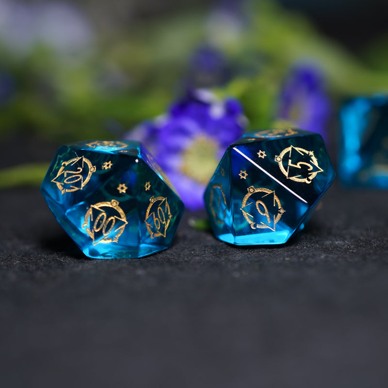 DragonStone D&D Breath of the Blue Sea Zircon Dice Set