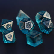 DragonStone D&D Abyssal Eye Sea Blue Zircon Dice Set