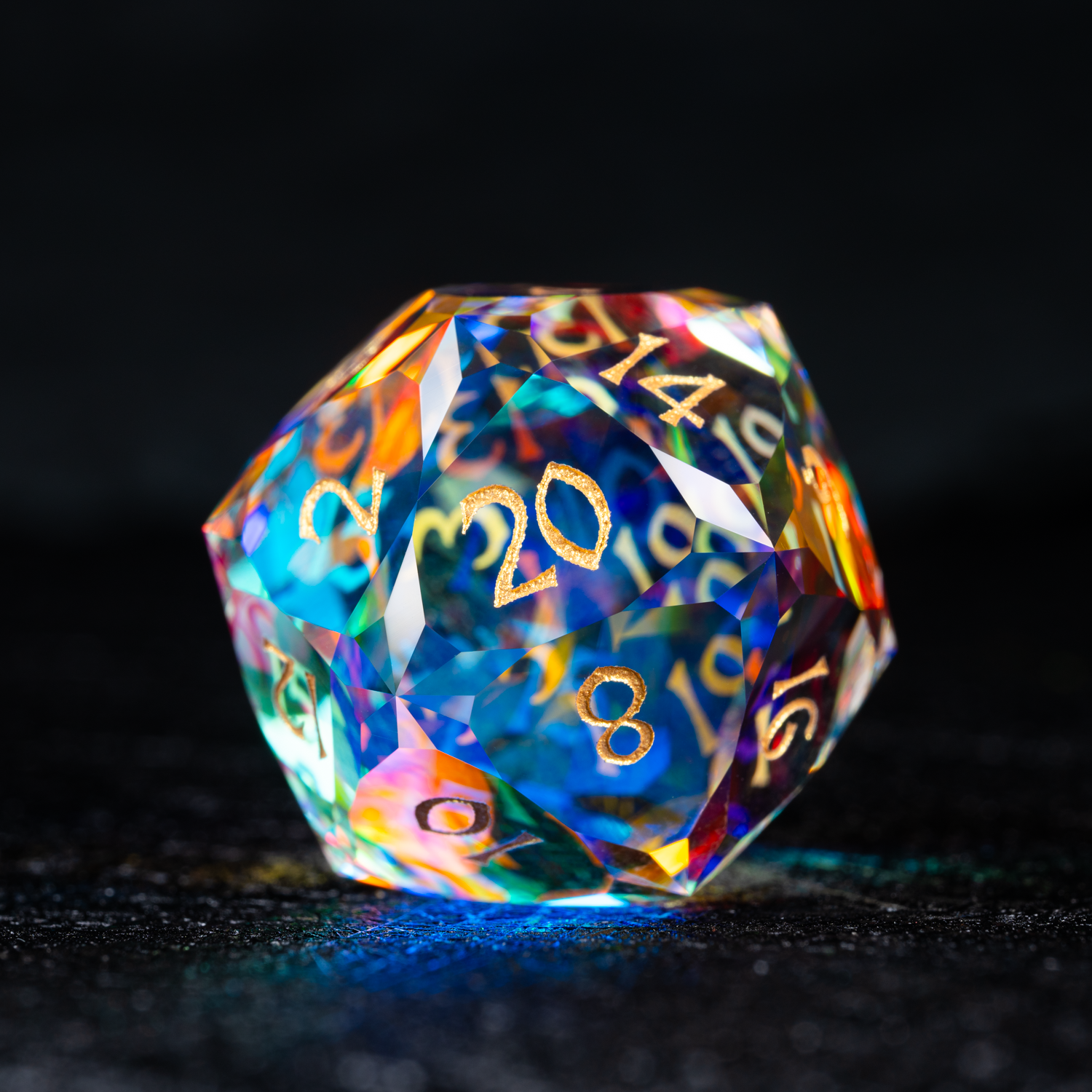 DragonStone D&D Multi-faceted Prism Glass Engraved Dice Set