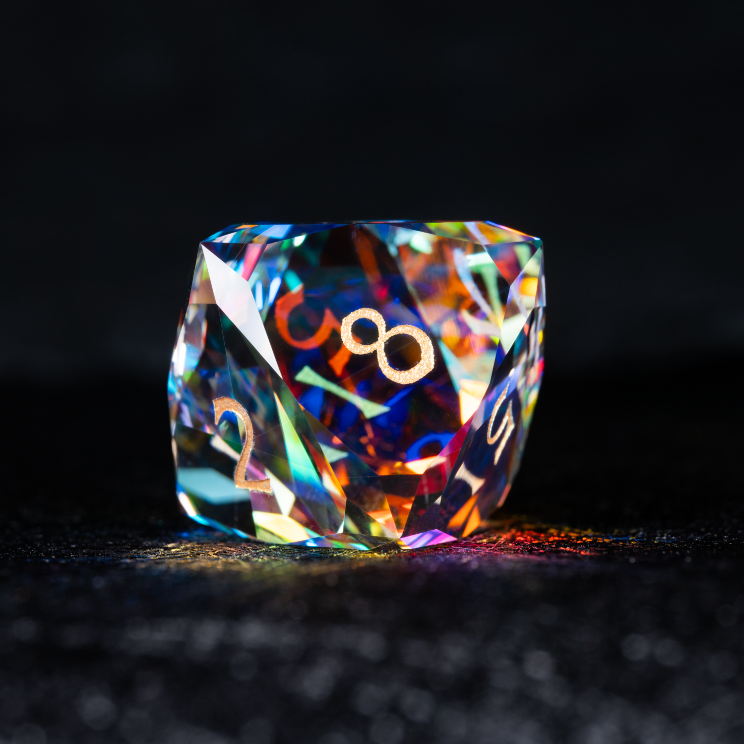 DragonStone D&D Multi-faceted Prism Glass Engraved Dice Set