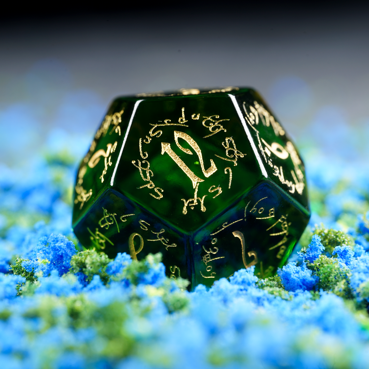 Grove Whisperer · Olive Green Crystal Gemstone Dice Set