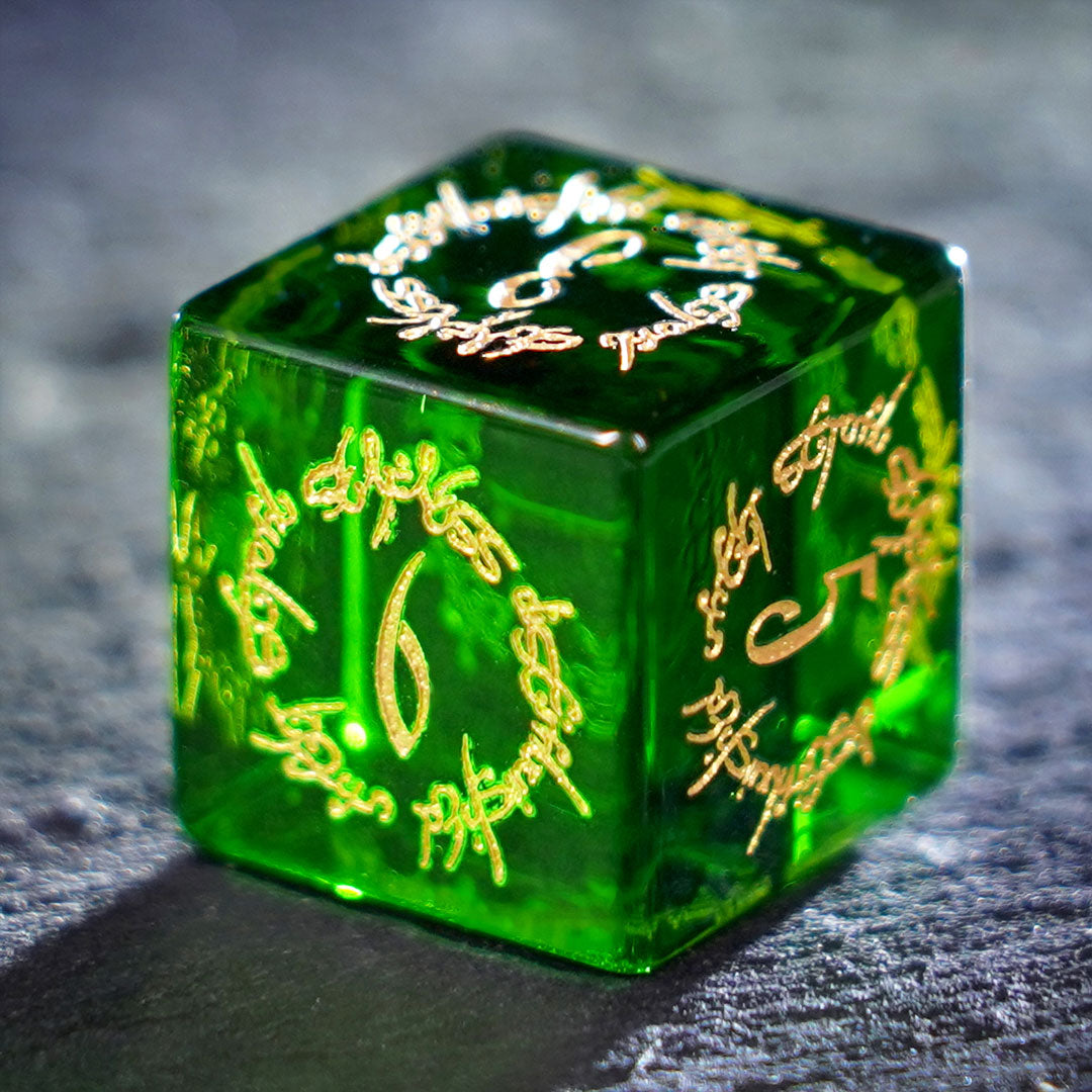 Verdant Trickster · Apple Green Crystal Gemstone Dice Set