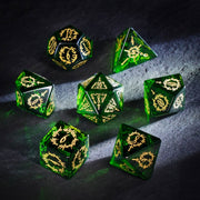 Verdant Trickster · Apple Green Crystal Gemstone Dice Set
