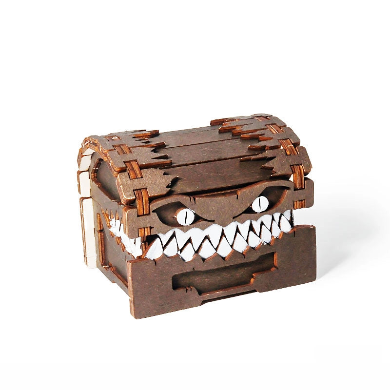 "Beware of Bites!” Monster Treasure Chest Wooden Storage Box