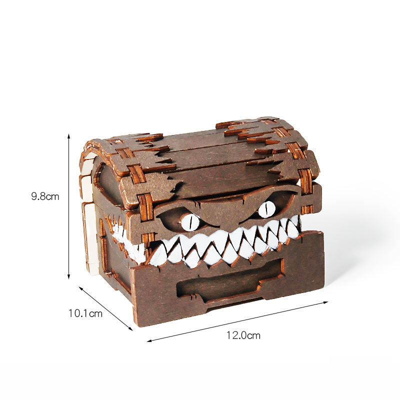 "Beware of Bites!” Monster Treasure Chest Wooden Storage Box