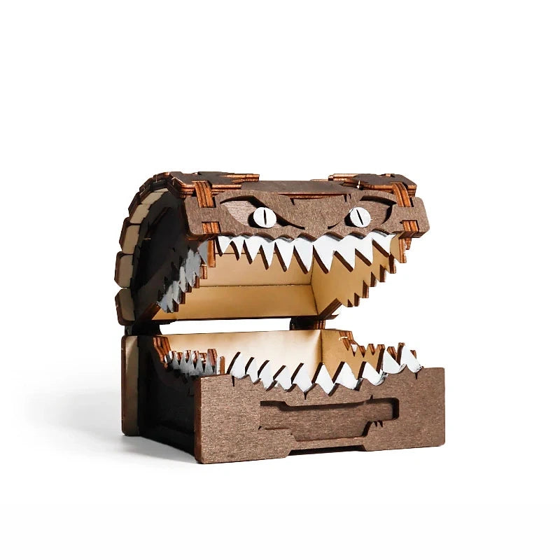"Beware of Bites!” Monster Treasure Chest Wooden Storage Box