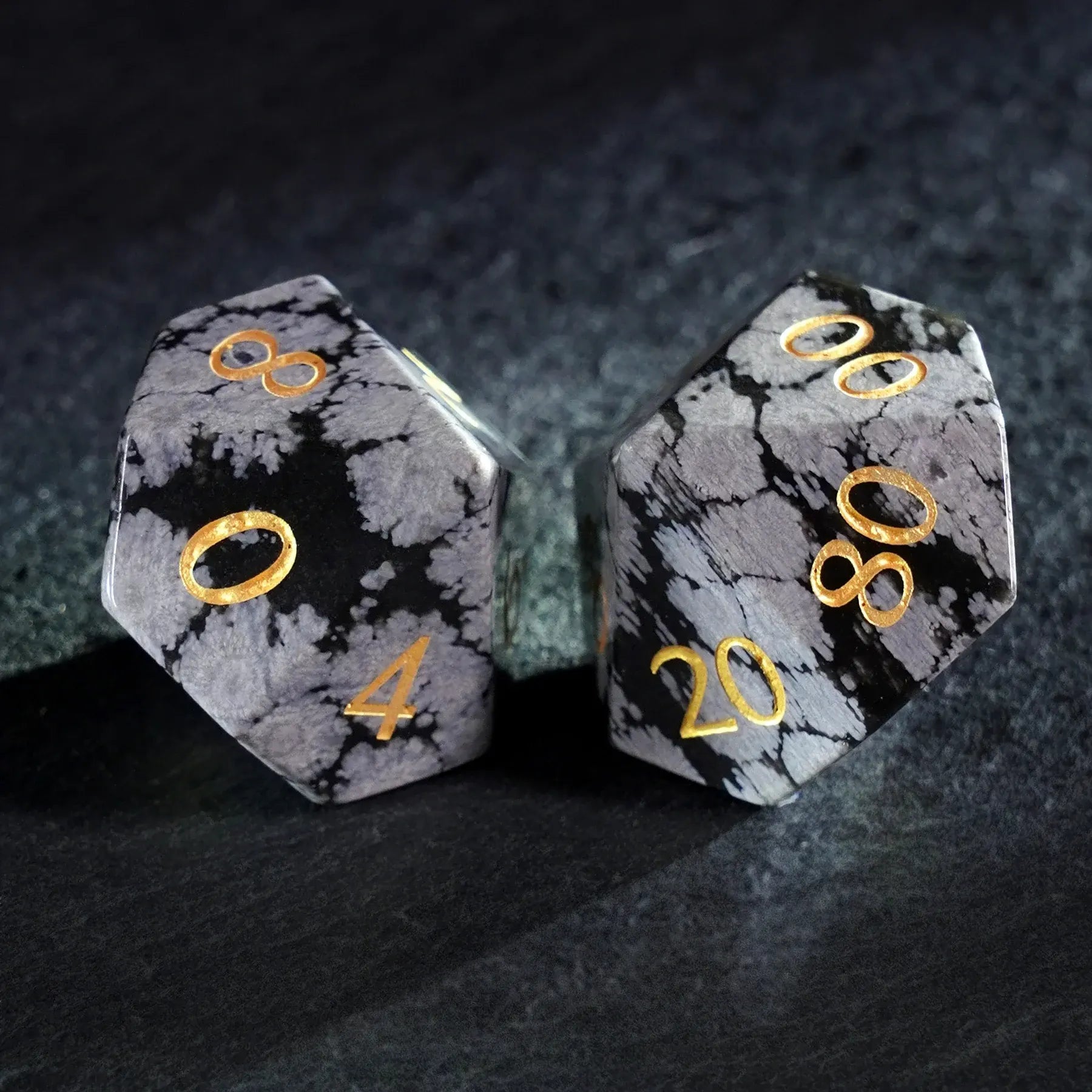 Snowfall Obsidian Gemstone Dice Set