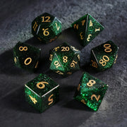 Emerald Stardust Green Sandstone Dice Set