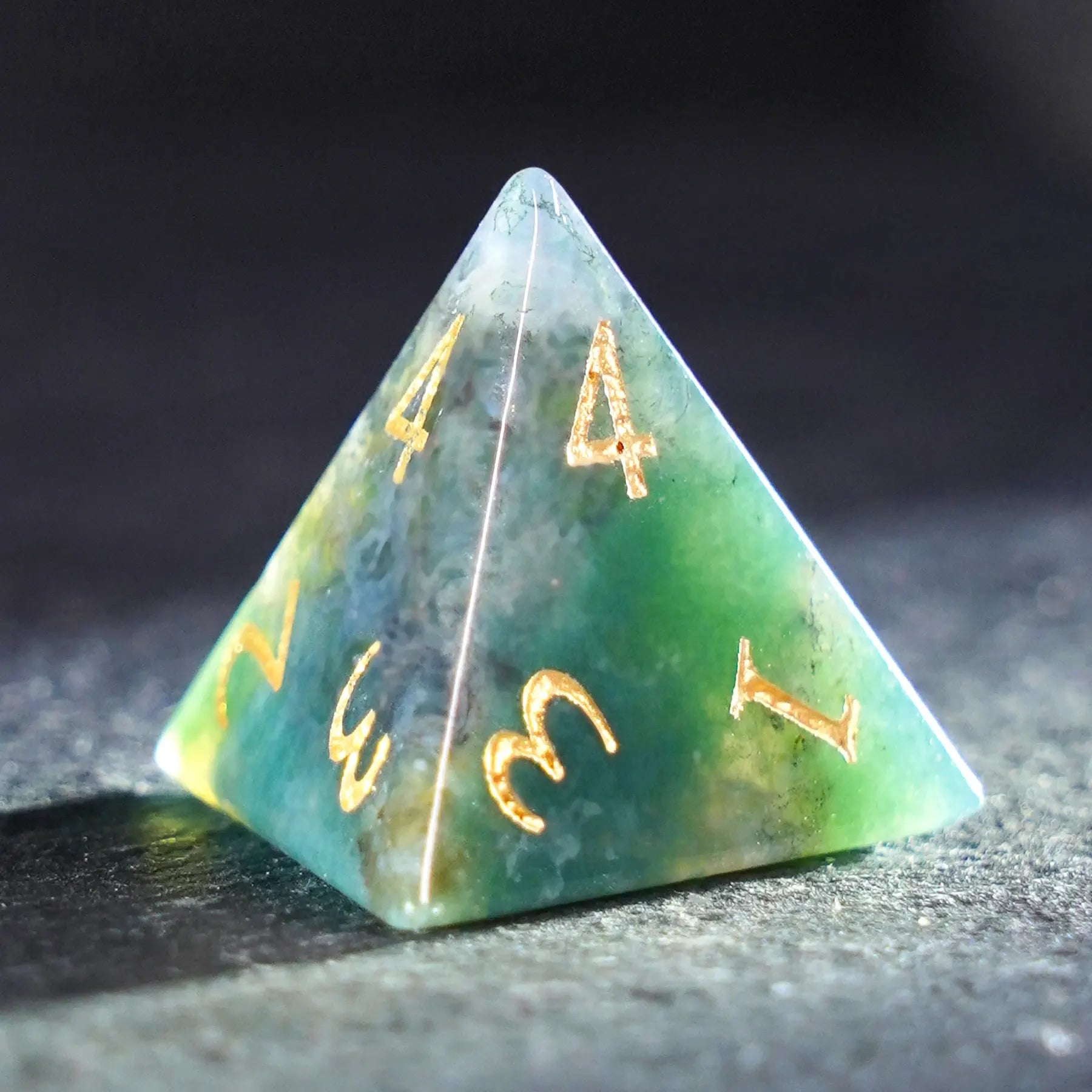Verdant Realms · Indian Agate Gemstone Dice Set