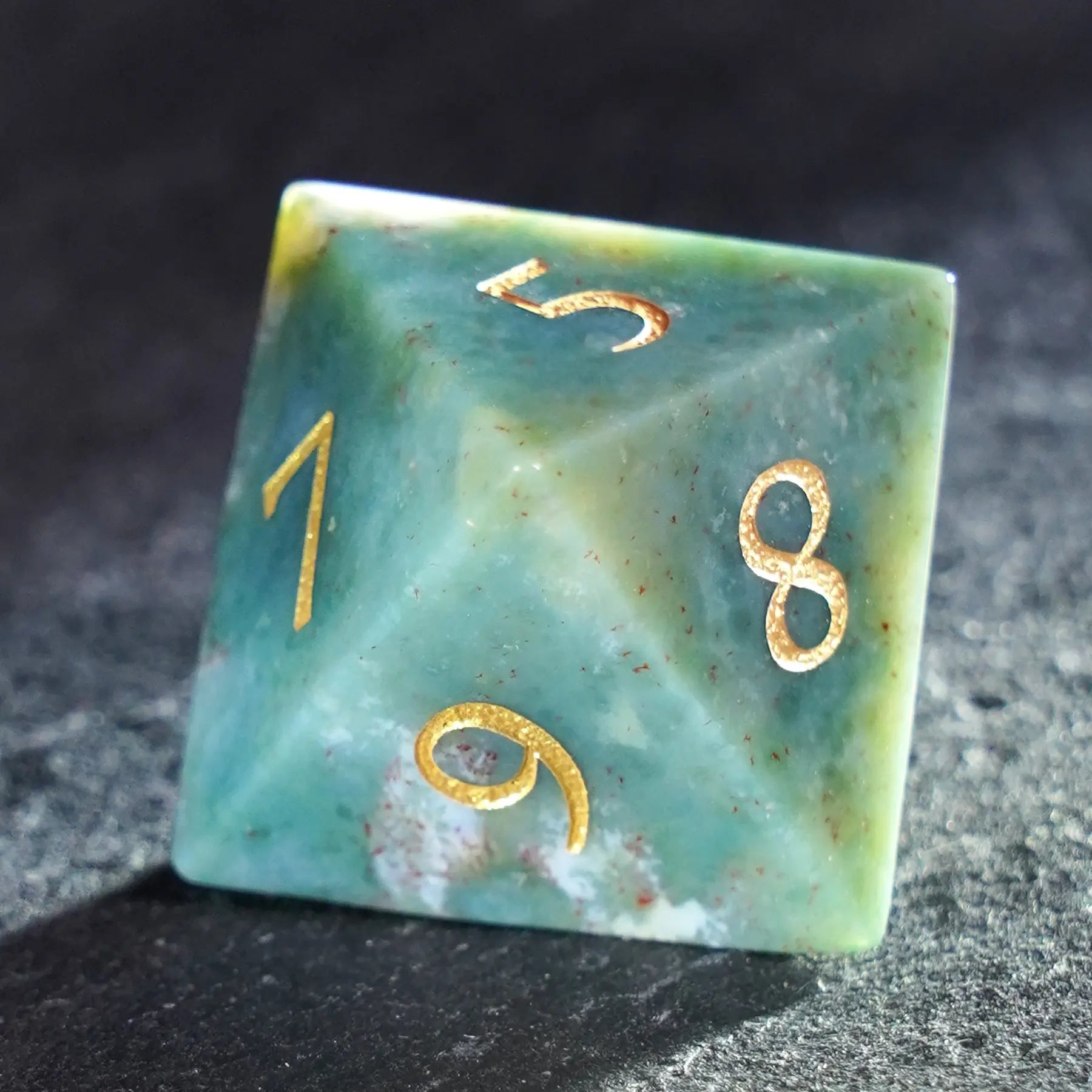 Verdant Realms · Indian Agate Gemstone Dice Set