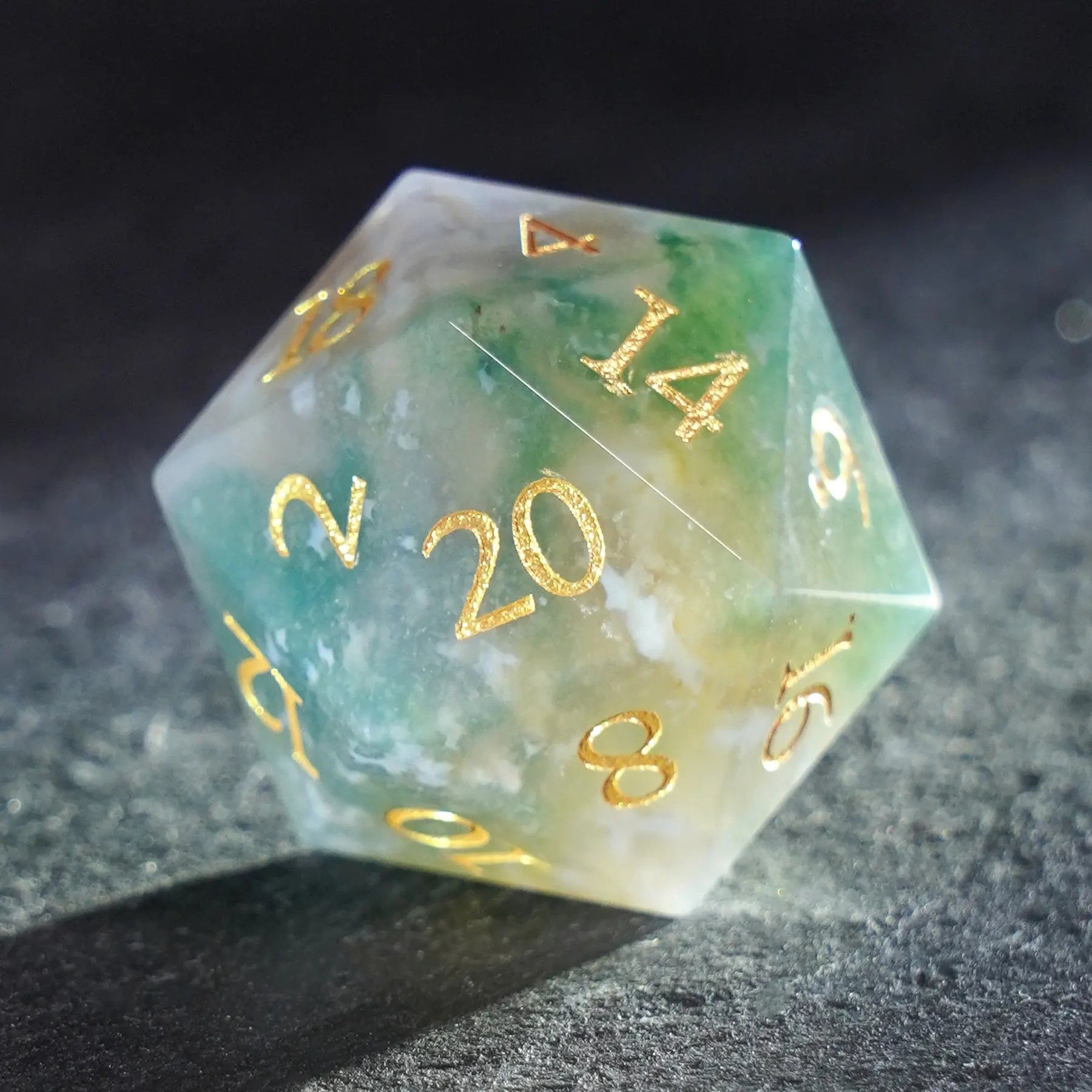 Verdant Realms · Indian Agate Gemstone Dice Set