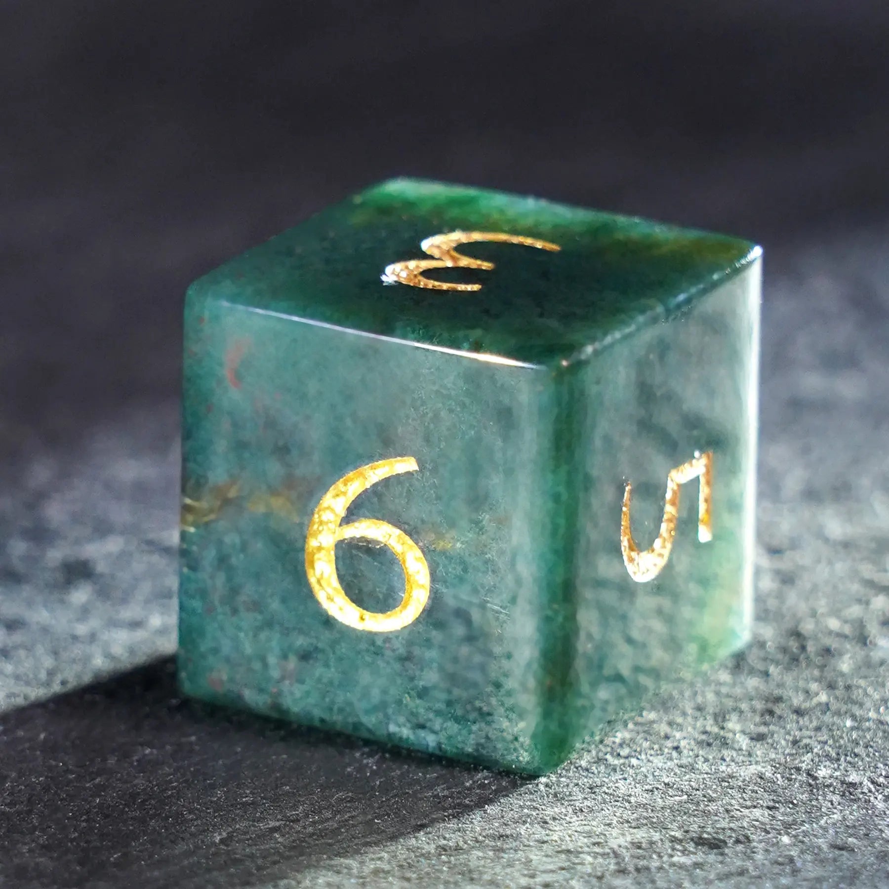 Verdant Realms · Indian Agate Gemstone Dice Set