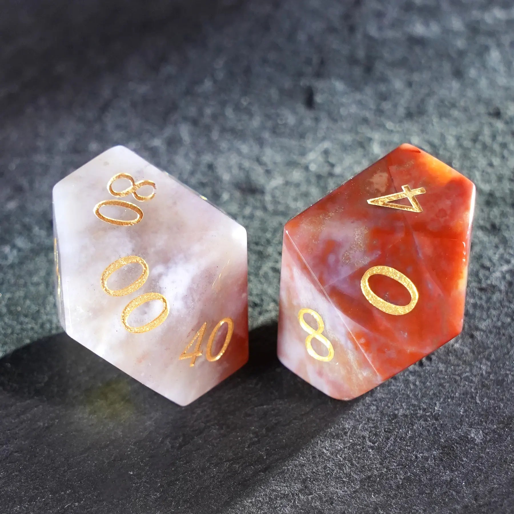 Verdant Realms · Indian Agate Gemstone Dice Set