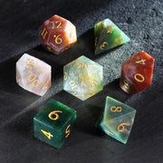 Verdant Realms · Indian Agate Gemstone Dice Set