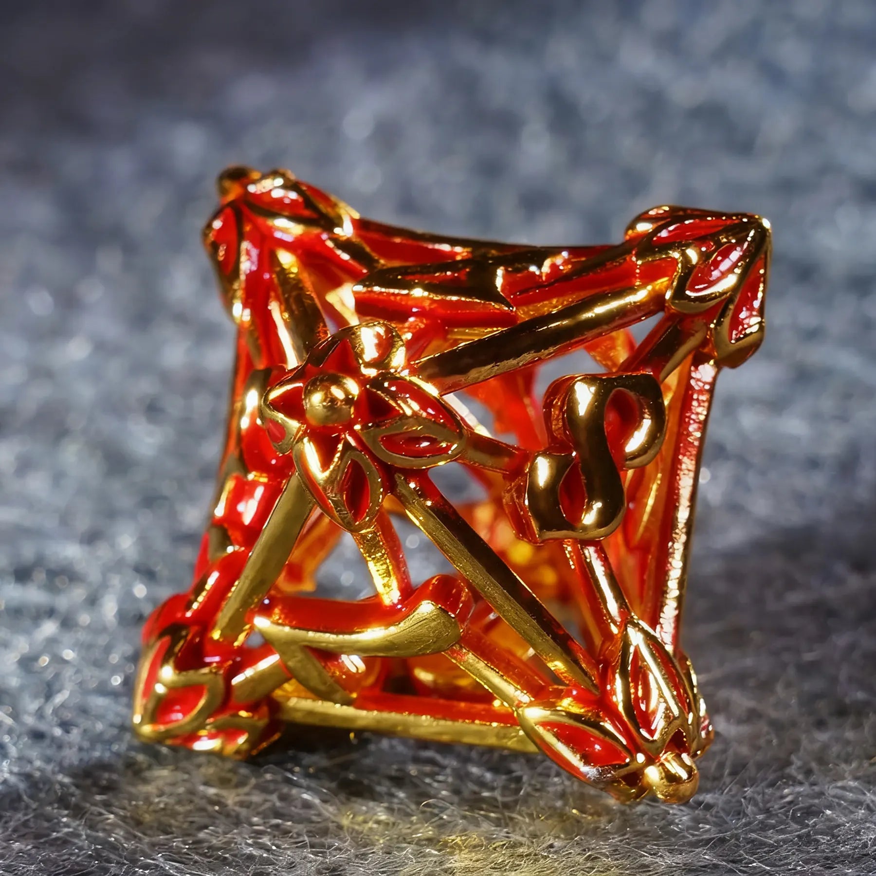 Crimson Bloom · Blood Blossom Hollow Metal Dice Set