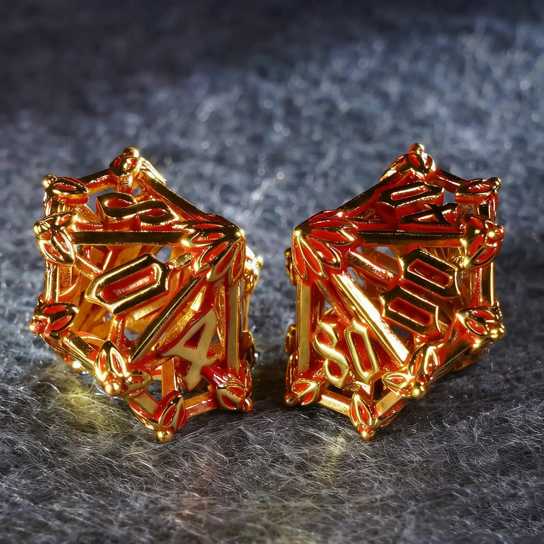 Crimson Bloom · Blood Blossom Hollow Metal Dice Set