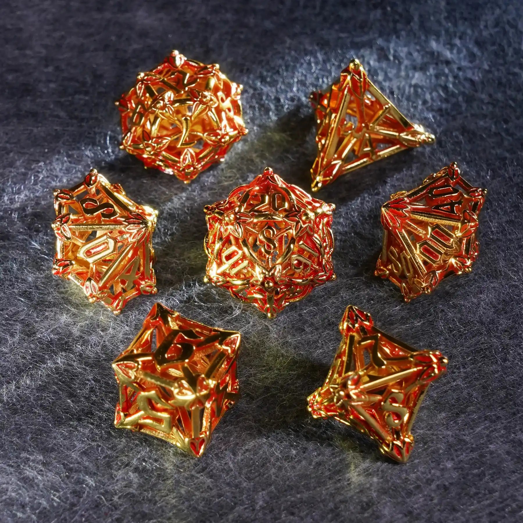 Crimson Bloom · Blood Blossom Hollow Metal Dice Set