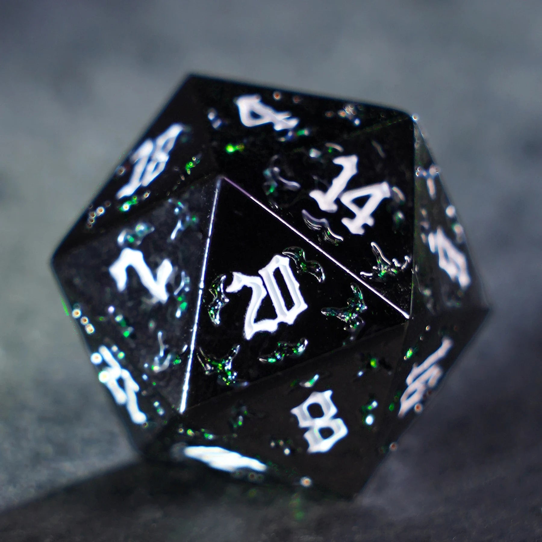 Thornbound Grove · Emerald Briar Solid Metal Dice Set