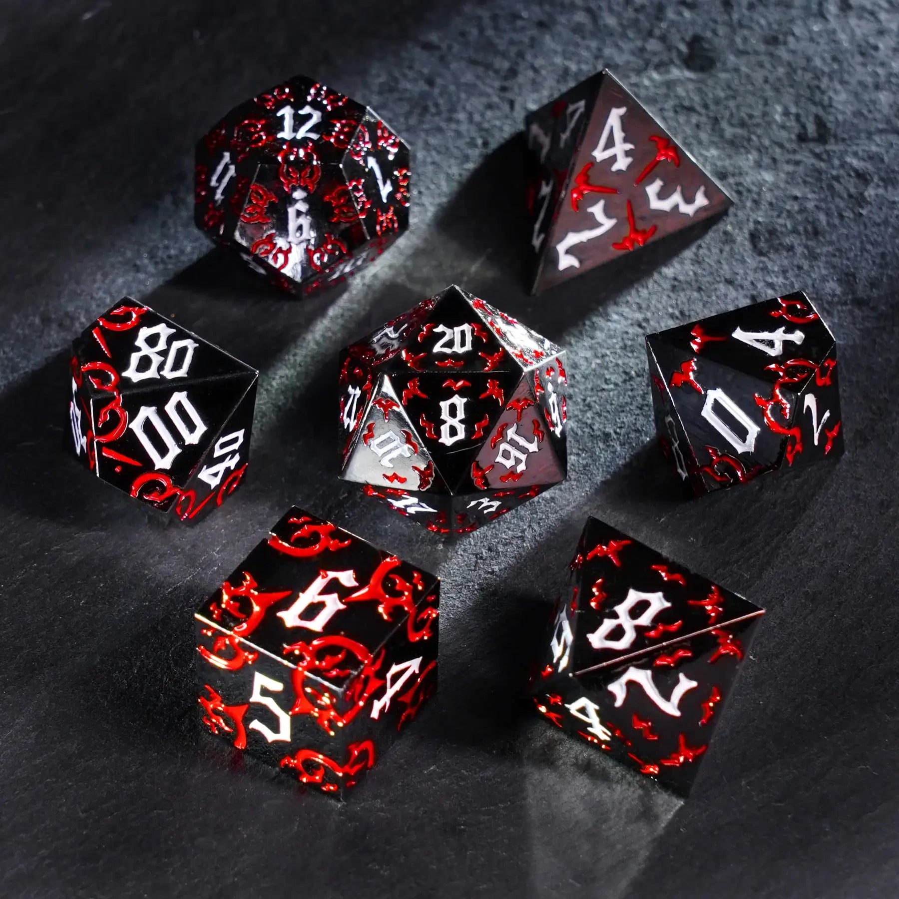Thornbound Grove · Crimson Briar Solid Metal Dice Set