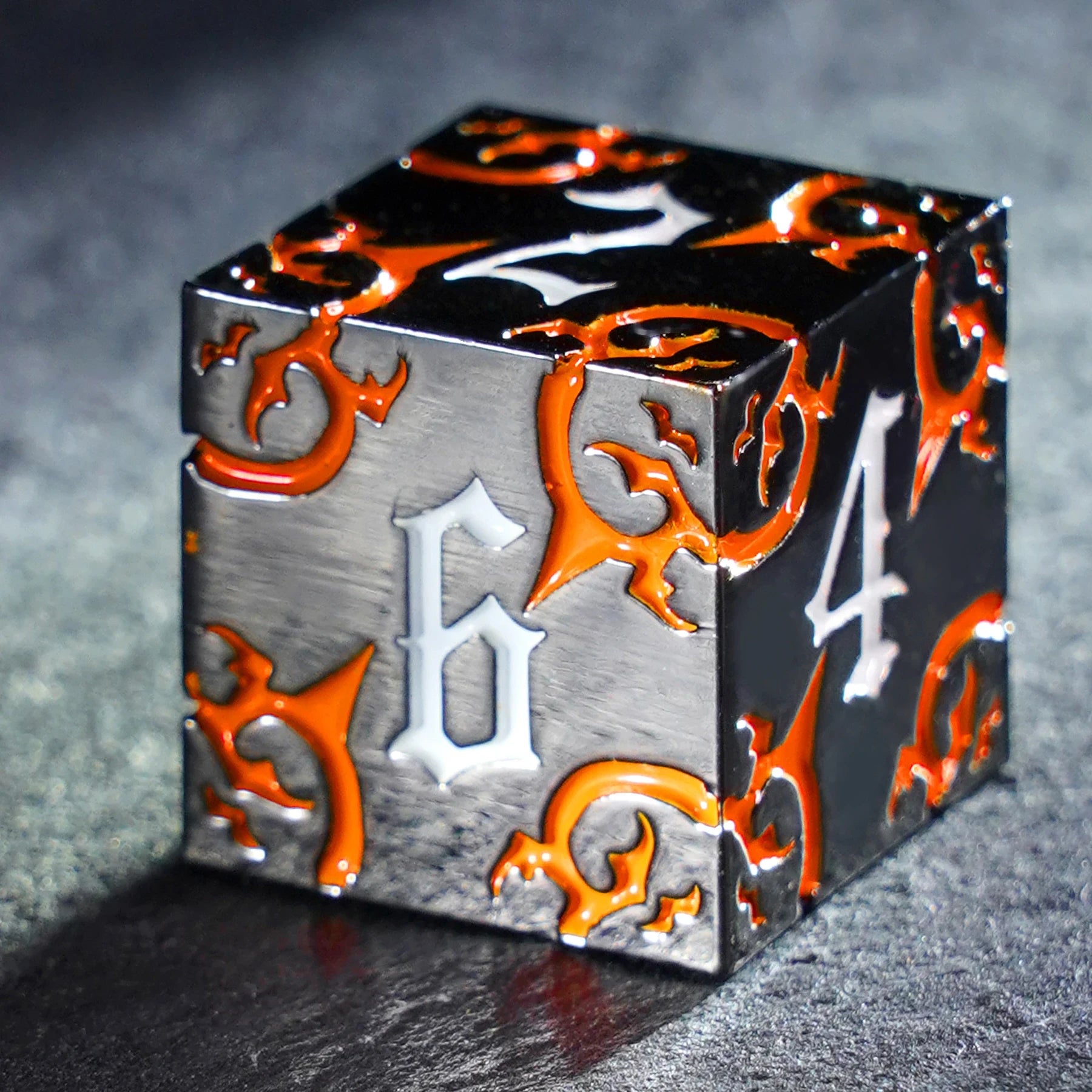 Thornbound Grove · Ember Briar Solid Metal Dice Set