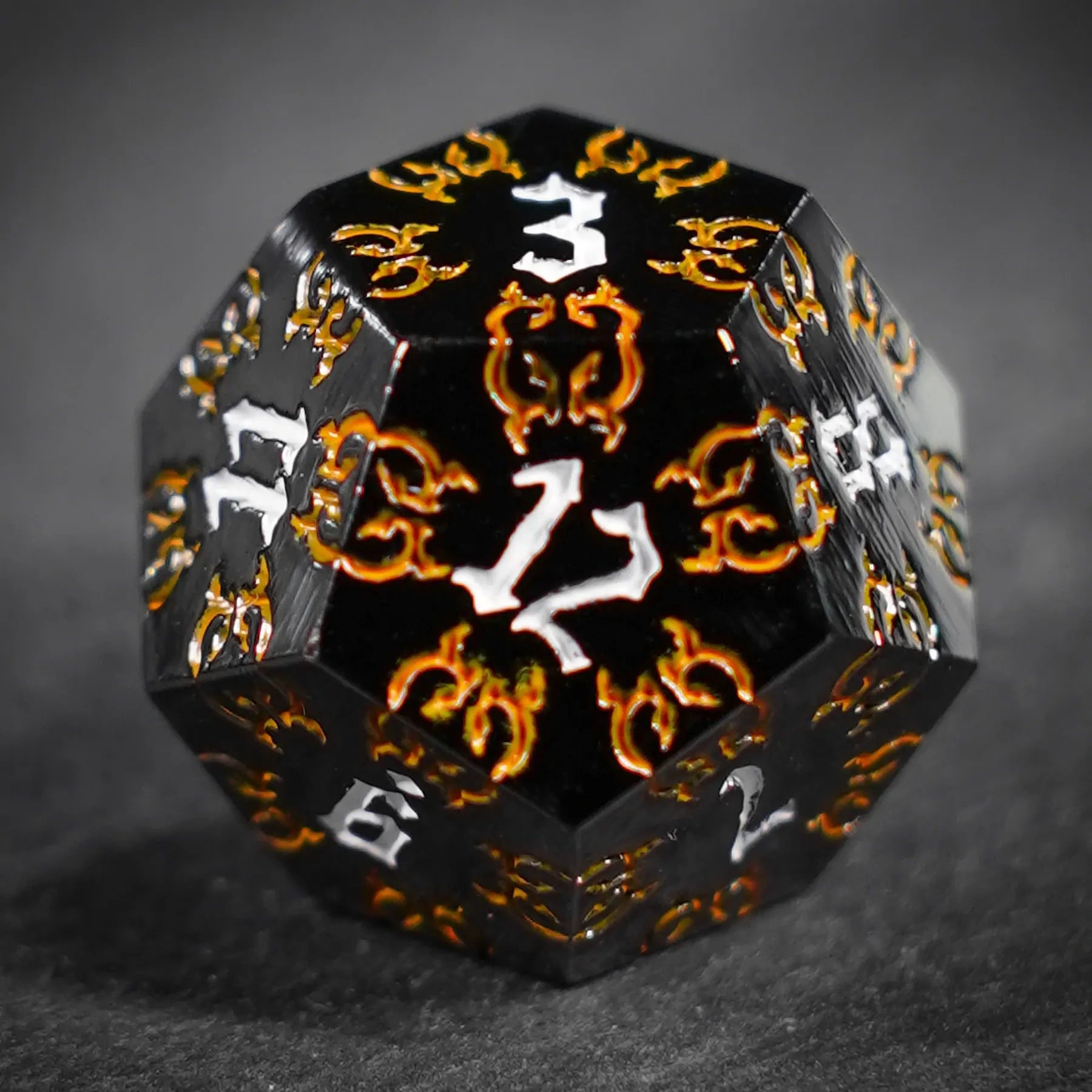 Thornbound Grove · Ember Briar Solid Metal Dice Set