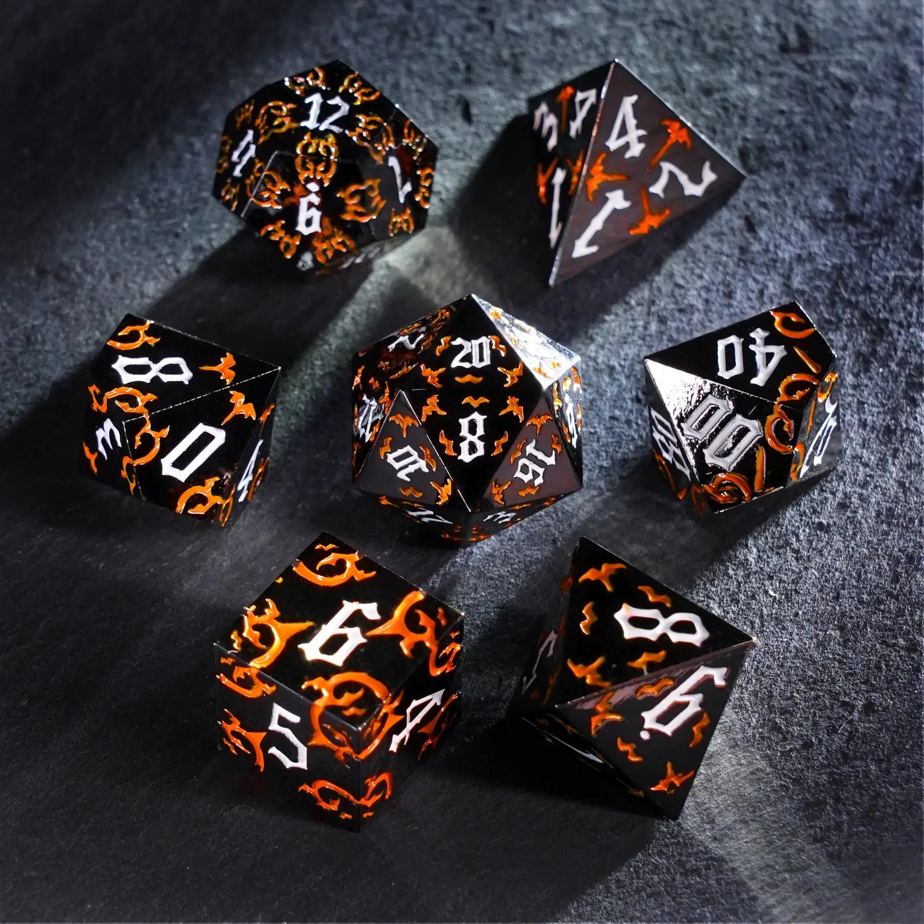 Thornbound Grove · Ember Briar Solid Metal Dice Set