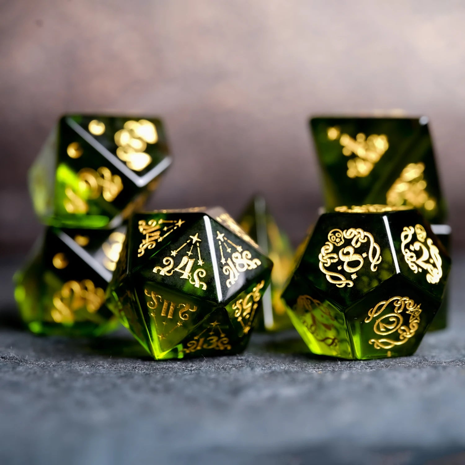 DragonStone D&D Natural Rhythm Peridot Dice Set