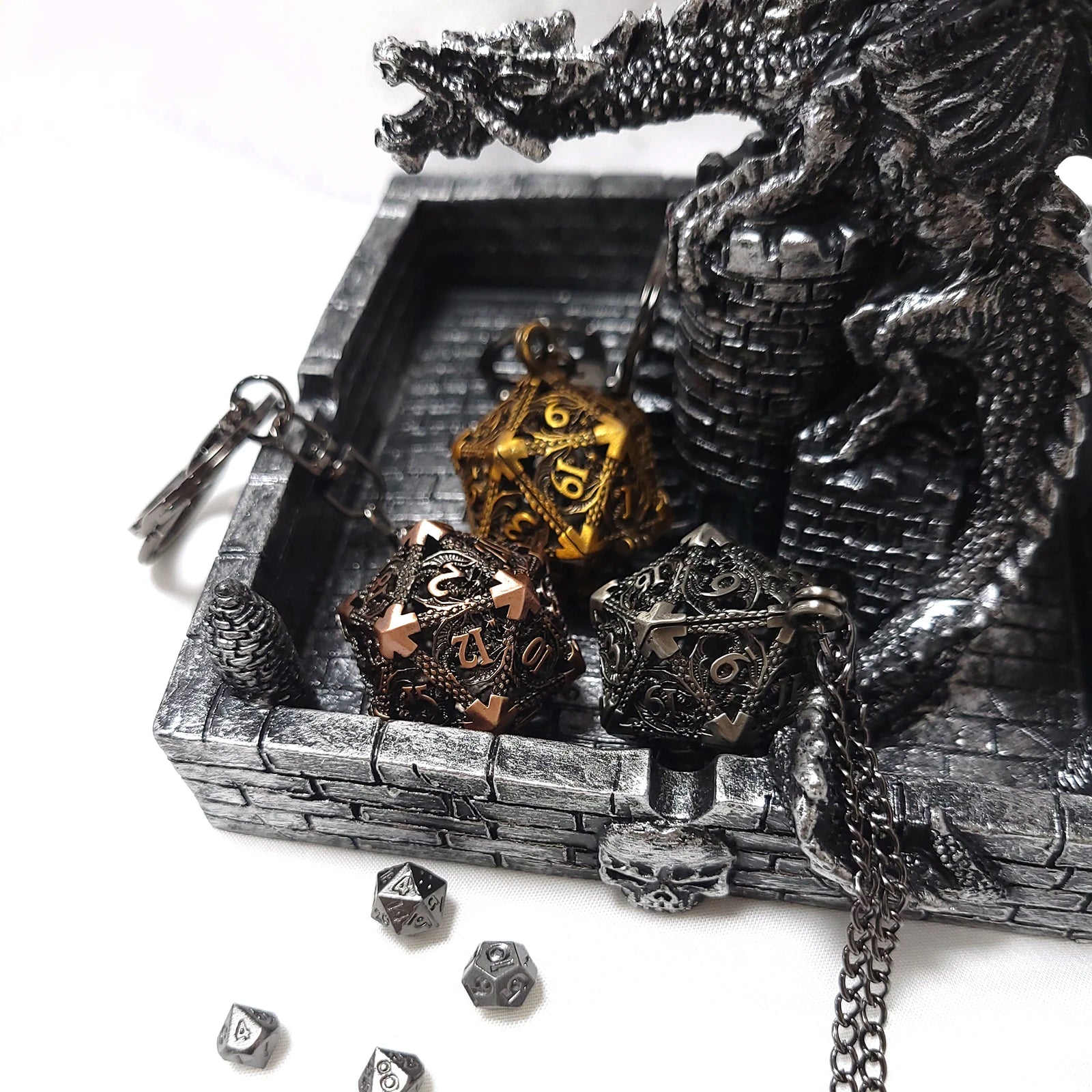 DragonStone D&D Dragon Wing Metal Dice Pendant