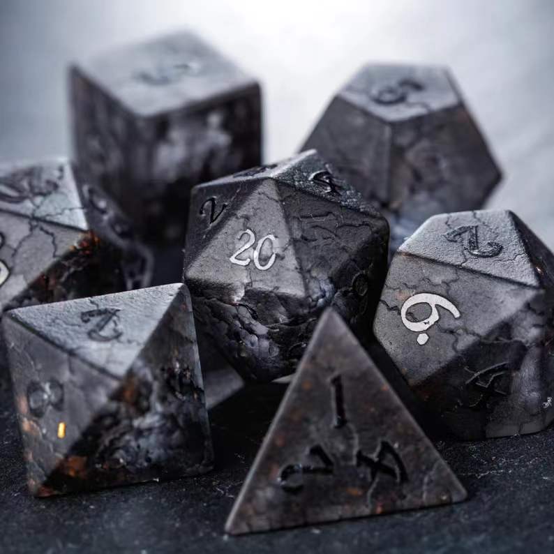 DragonStone D&D Black Lightning Zircon Dice Set