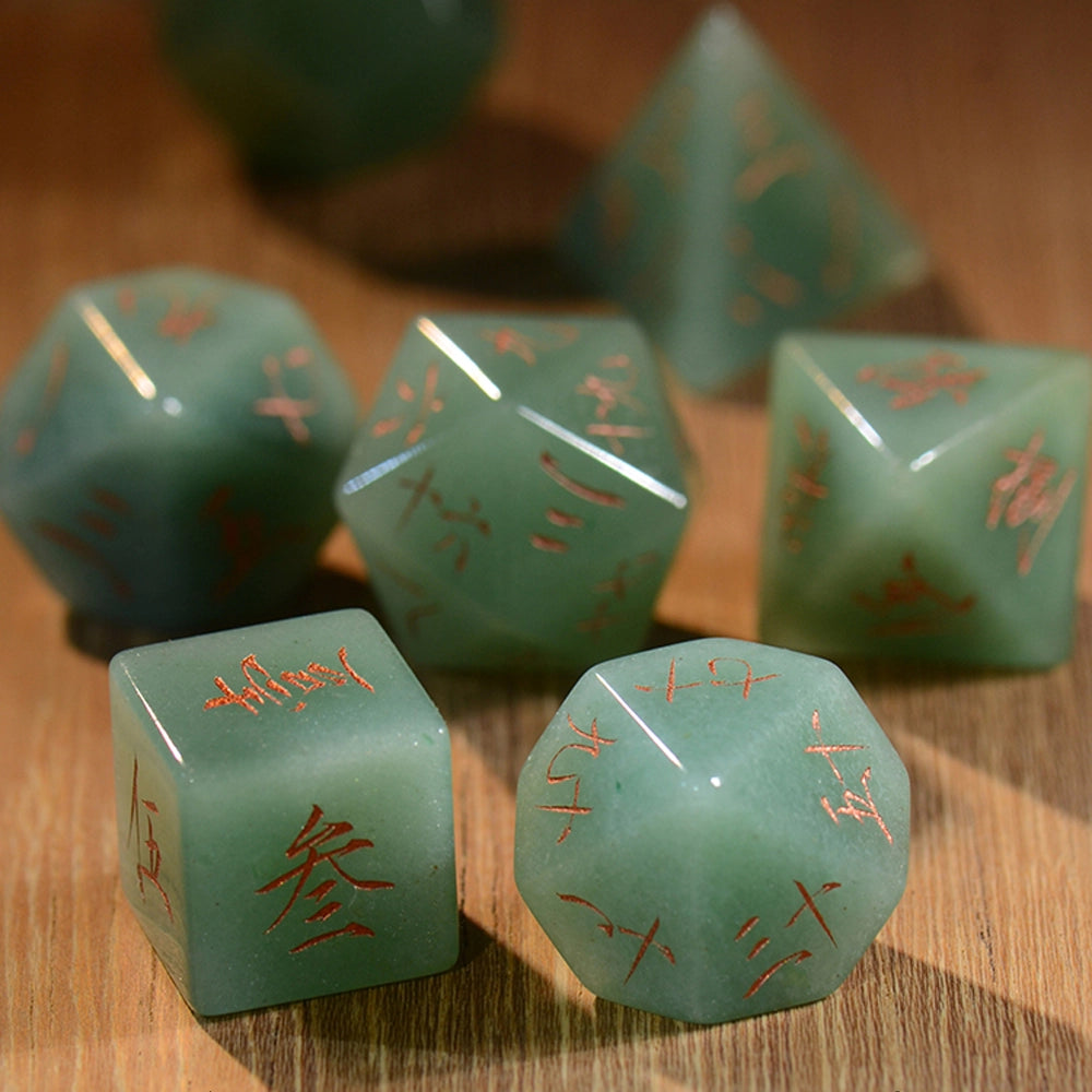 DragonStone D&D Chinese Legendary Green Aventurine Dice Set