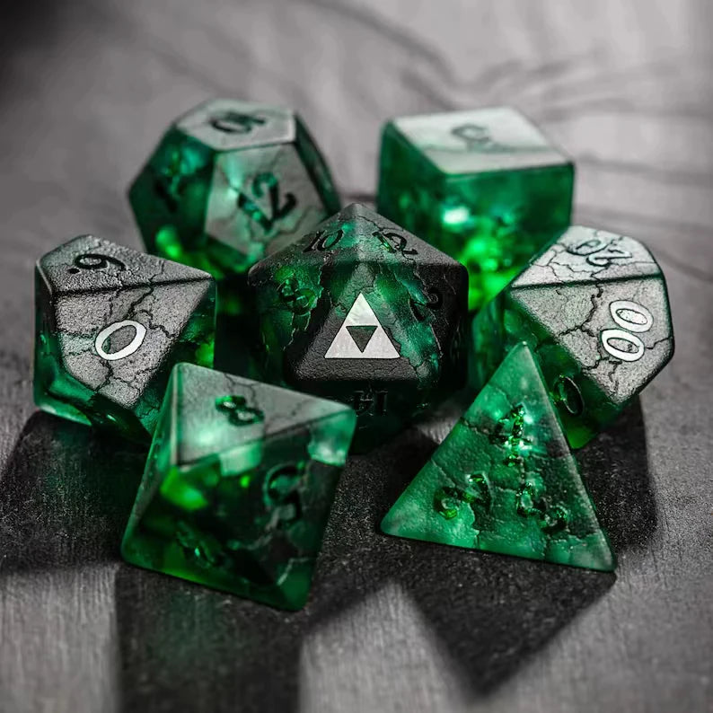 DragonStone D&D Green Lightning Zircon Dice Set