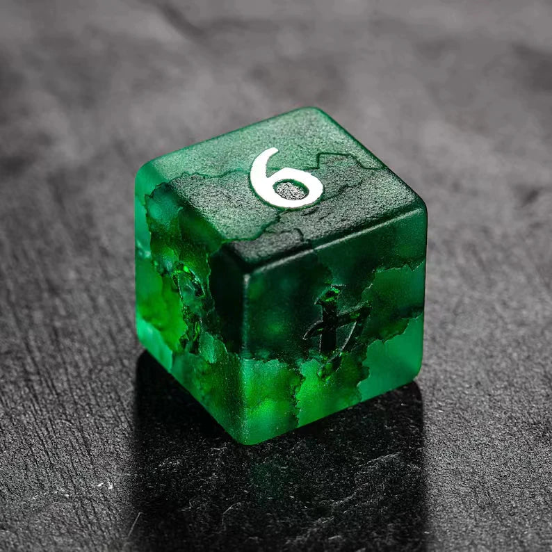 DragonStone D&D Green Lightning Zircon Dice Set